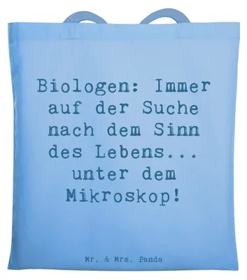 Produktbild von Mr. & Mrs. Panda Tote Bag Spruch Biologin Mikroskop - Sky Blue - Geschenk, Leidenschaft, Wissenschaft des Lebens, Beutel, Tasche, Shopping, kreative Geschenke, Beruf