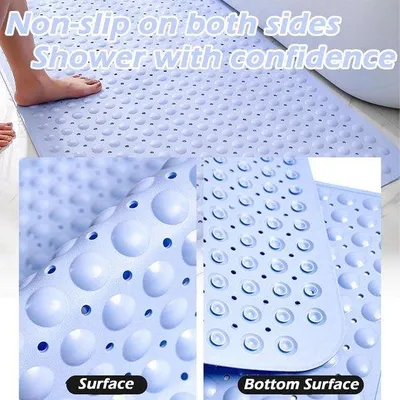 Image de Tapis de douche antidérapant 40 x 80 cm, bleu, avec ventouses