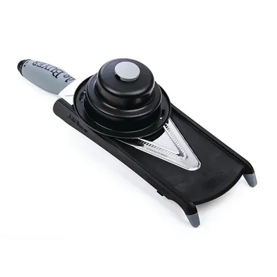 Produktbild von De Buyer Kobra Mandoline, Edelstahl, V-Messer, mikrogezahnt, einstellbare Schnittdicke bis 5 mm, 8,5x12,2x36,5 cm