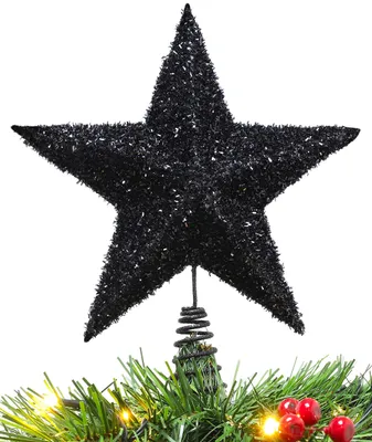 Baumspitze Stern 28 cm, funkelnd, Schwarz, Weihnachtsdekoration