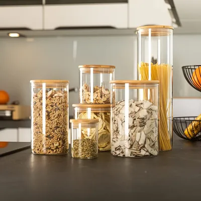 Produktbild von 7Magic 3 Set Vorratsbehälter mit Deckel, Vorratsdose für Mehl Kaffeebohnen Cornflakes Spaghetti Aufbewahrung 1.7L