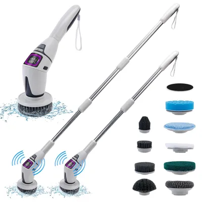 Produktbild von Kabellose elektrische Reinigungsbürste - Spin-Scrubber - 10-in-1 - Handgerät - Für Küche - Rotierend - Sprachansage - Weiß