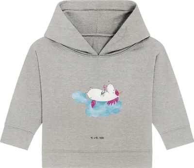 Produktbild von Mr. & Mrs. Panda Organic Baby Hoodie Einhorn Verliebt 12. - 18. Monat - Heather Grey - Geschenk, Kapuzenshirt, Einhörner, Kapuzensweatshirt, Freundin, Unicorn, Liebe