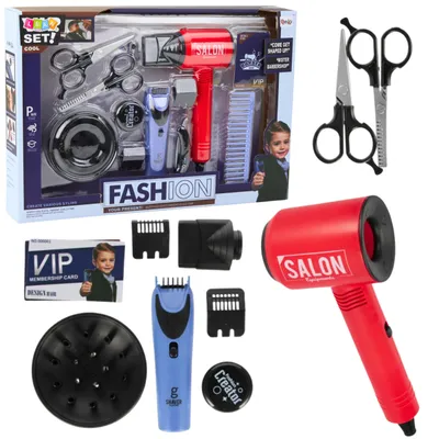 Immagine prodotto di Set parrucchiere per ragazzo, asciugacapelli, pettini, accessori