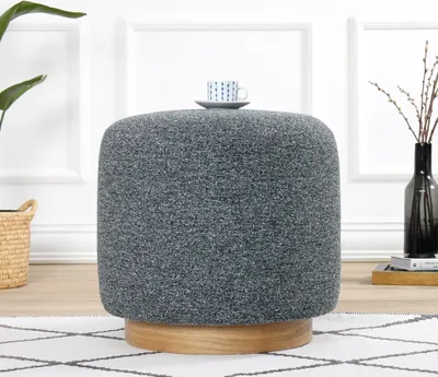 Obrázek produktu pro Hanah Home, Cheriton Puf - Grey, puf, 50 % BAVLNA / 50 % Len, šedá, 45 x 45 x 42 cm
