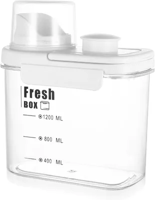 Produktbild von Waschmittelbox luftdicht, 1200 ml, transparent, für Flüssig- und Pulverwaschmittel, Aufbewahrung für Küche