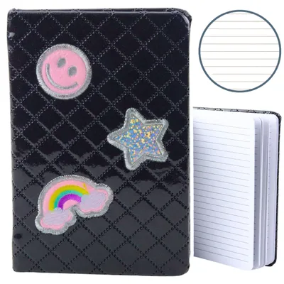 Productafbeelding van Gevoerd notitieboek Glitterpatches Zwart B6 80 vellen