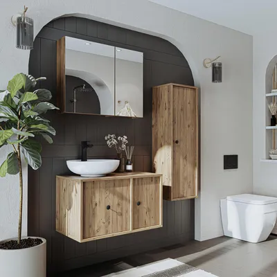 Produktbild von Roomart GUSTO-I-75 Badmöbel-Set 4-teilig 75 cm breit, Eiche