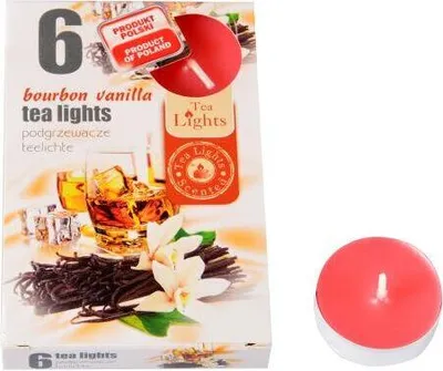 Obrázek produktu pro svíčka čajová vonná BOURBON VANILKA (6ks) (hoří 6x3-4hod)