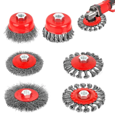 Immagine prodotto di TRANKIELO® - 6 spazzole metalliche M14 - per la rimozione della ruggine, la lucidatura e la smerigliatura - acciaio inossidabile resistente