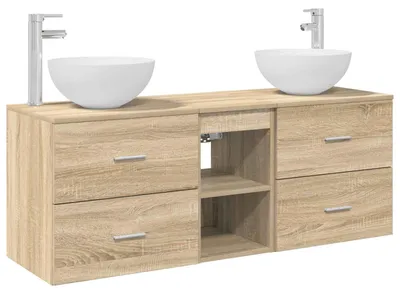 Zdjęcie produktu dla vidaXL Zestaw szafek łazienkowych, 3 szt., imitacja dębu Sonoma, 49,5 x 41 x 64,5 cm