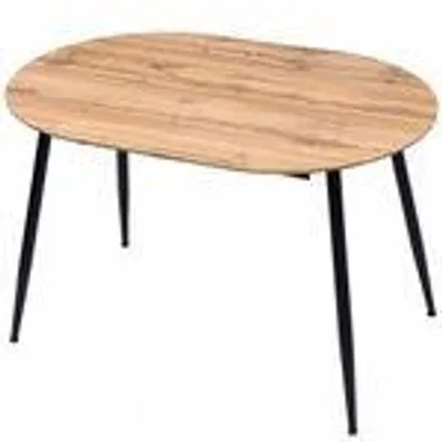 Produktbild von Esstisch Rodrigo ausziehbar 120-150-180 x 80 cm 4-10 Personen Ovaler Küchentisch mit Metallgestell für Küche, Esszimmer Holz Optik,Farbe:Eichefarben