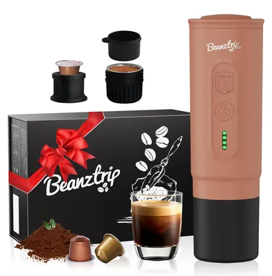 Tragbare Espressomaschine 20 bar, Akku, für Kapseln & Pulver, Camping