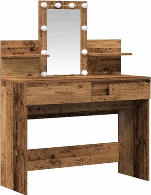 Image de vidaXL Coiffeuse avec étagère en bois recyclé 100 x 40 x 130 cm, aggloméré