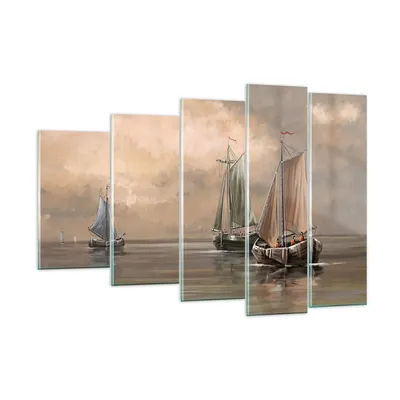 Produktbild von Bilder auf glas - Meer Boot Fischer - 150x100cm - Glasbilder - Wandbilder - Kunstdruck - zum Aufhängen bereit - Wanddekoration aus Glas - Glas Bilder - Wandbild auf Glas - 5 Teile - GEG150x100-3514