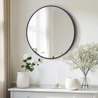 Image de Miroir mural rond 60 x 60 cm pour salle de bain et salon