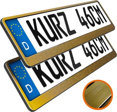 Produktbild von 2 Stück Kennzeichenhalter kurz 46 cm Chrom gebürstet Kennzeichenhalter 460 mm für kurze Kennzeichen