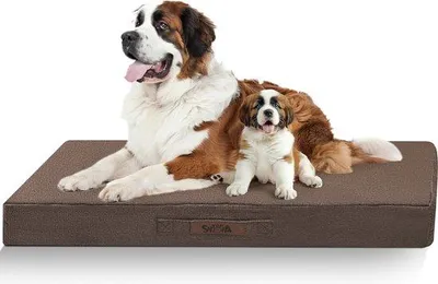 Produktbild von XXL-Hundekissen - wasserable orthopädisches Wasserfestkissen für große Hunde, Eierkissenschwamm, für Hunde bis 130 kg, Karamelfarbe.