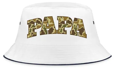 Produktbild von Spreadshirt Papa | Camouflage Muster Vater Fischerhut, L/XL (Caps), Weiß/Navy