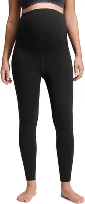 Produktbild von Schwarze Schwangerschaftsleggings mit hoher Taille und voller Länge, Innenbeinlänge 28 Zoll