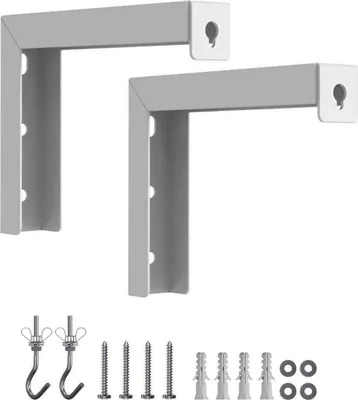Produktbild von Universelle L-förmige Wandhalterung für Projektionsleinwand, Beamerhalterung mit Handhaken, Wand- & Deckenmontage, 2er-Pack
