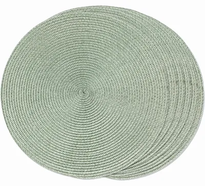 Obrázek produktu pro Sada 6 kulatých tkaných podložek pod hrnky - Pratelné a protiskluzové 38cm (Mistgrün)