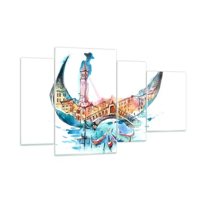 Produktbild von Bilder auf glas - Gondel Gondoliere illustration Kultur - 120x70cm - Glasbilder - Wandbilder - Kunstdruck - Wanddekoration aus Glas - Glas Bilder - Wandbild auf Glas - GDL120x70-3039