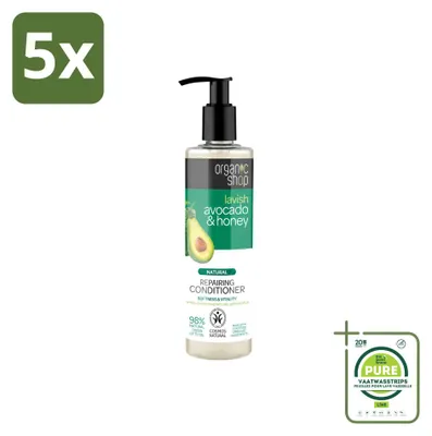 Obrázek produktu pro 5 kusů přírodního kondicionéru Organic Shop, řada "Natural Repairing", s avokádem a medem, objem 280 ml, velkopackové balení