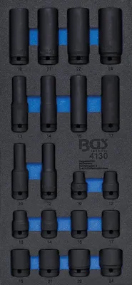 Produktbild von BGS 4130 Werkstattwageneinlage 1/3: Kraft-Stecksch lüssel-Einsätze Sechskant, 12,5 mm (1/2"), 10 - 24