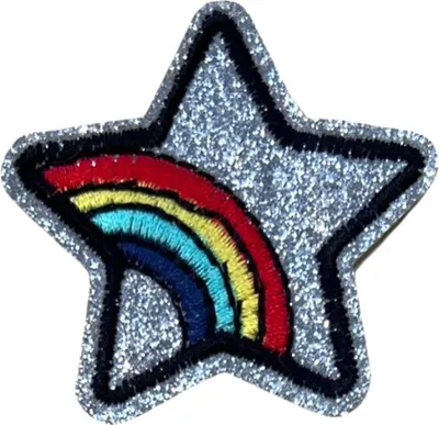 Produktbild von Stern-Regenbogen-Glitzer-Emblem-Aufnäher zum Aufbügeln