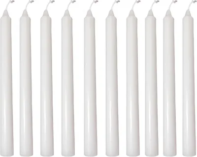 Imagen del producto de Velas cilíndricas blancas, 22 cm x 2 cm, paquete de 10 unidades, para candelabros