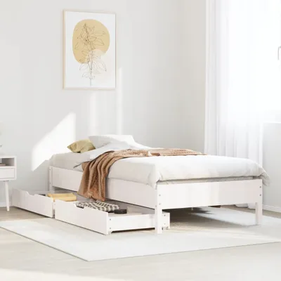 Produktbild von Massivholzbett ohne Matratze Weiß 100x200 cm Kiefernholz, Klassische Betten 2024 Neu DesignMöbel