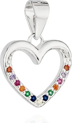 Produktbild von NKlaus Kettenanhänger Herz 925 Silber rhodiniert 12x12mm mit Zirkonia buntfarben Amulett 11859