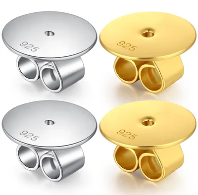 Ohrringverschlüsse 2 Paar, 925 Silber, 18K Weißgold plattiert