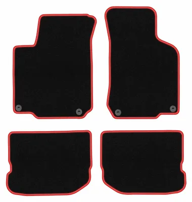 Immagine prodotto di Tappetini in moquette per VW Jetta IV 1998-2005 (berlina/station wagon) – set 4 pezzi, nero/rosso, su misura – Wielganizator CARLUX