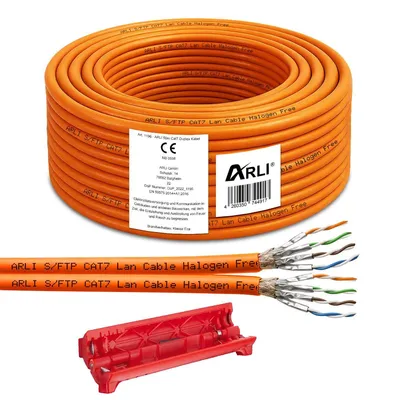 Produktbild von ARLI Cat7 Duplex Verlegekabel 50 m S/FTP PIMF LSZH Twin Netzwerkkabel + Abisoliermesser