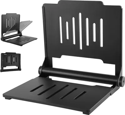 Obrázek produktu pro SucceBuy Sklopné sprchové sedátko pro montáž na zeď (sedací plocha 496 x 417 mm), nástěnná židle s opěrkou, sprchové sedátko (nosnost 180 kg) pro dospělé a seniory, ideální do koupelny a chodby