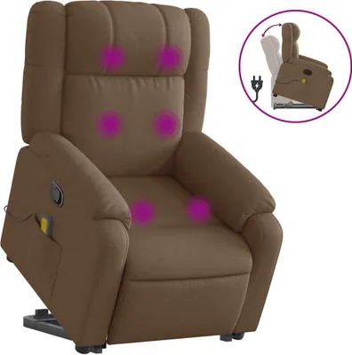 Produktbild von vidaXL Massagesessel mit Aufstehhilfe Braun Stoff