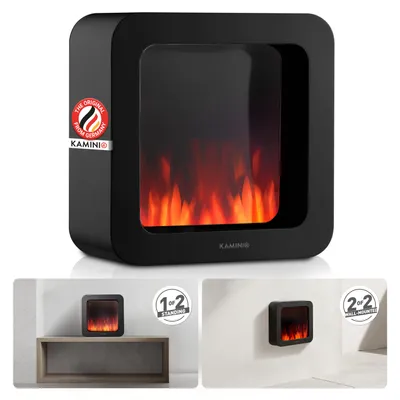 Productafbeelding van KAMINIO Elektrische tafelhaard MIA L - Decoratieve elektrische tafelvuurplaats met 3D-vlammeffect, lange batterijduur voor draadloos gebruik - Zwart