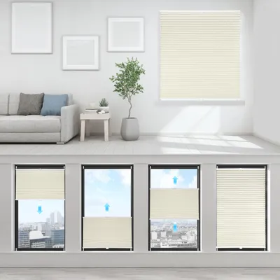 Produktbild von Plissee Klemmfix ohne Bohren 80x130cm Beige Sonnenschutzrollo Verspannt Blickdicht Lichtschutz Faltrollo Jalousie Rollos für Fenster und Tür