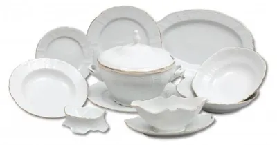 Produktbild von Thun 1794 Bernadotte, Tafelservice, Goldstreifen, weißes Porzellan, Thun, 25 Teile