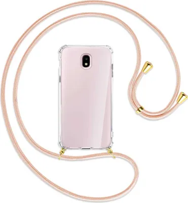 Produktbild von Handykette Backcover-Schutzhülle mit Band (Metall goldfarben) für Samsung Galaxy J5 2017 - rose peach