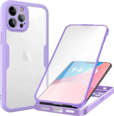 Produktbild von 360 Grad Handyhülle für Apple iPhone 15 Pro Full Cover Rundum Schutz Farbe: Violett