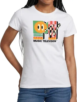 Produktbild von Spreadshirt MTV Music Television Buntes Logo Mit Sonne Frauen T-Shirt, M, Weiß
