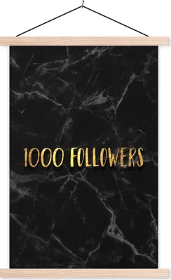 Produktbild von MuchoWow® Textilposter Soziale Medien - Instagram - Gold - Marmor 120x180 cm mit holzfarbenen Rahmen - Textil-Plakat