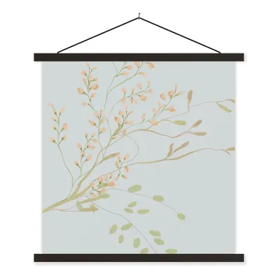 Produktbild von MuchoWow® Textilposter Blumen - Pastell - Design - Blau 60x60 cm mit schwarzem Rahmen - Posteraufhänger