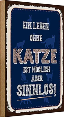Produktbild von Holzschild Spruch Katze Leben ohne möglich aber 20x30cm