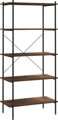 Obrázok produktu pre vidaXL Regál s 5 policami čierny a prírodný 80x40x163 cm