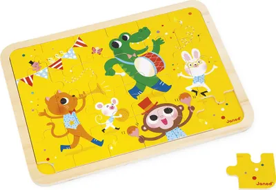 Produktbild von Janod Holzpuzzle Tierparty - 24 Teile - Lernspielzeug für Kinder