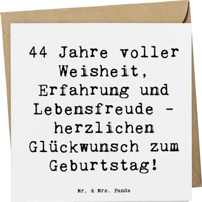 Produktbild von Mr. & Mrs. Panda Grußkarte Spruch 44. Geburtstag - Weiß - Geschenk, feiern, Klappkarte, anlasskarte, faltkarte, Geburtstagsgruß, Alter, Jubiläum, Erfahrung, unvergesslich